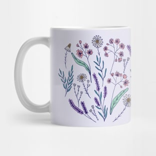 Bedtime tea calming herbs in light blue Mug